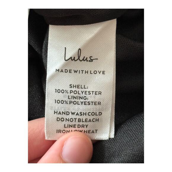 Lulu's Lush Love Satin Asymmetrical off the shoulder dress black size X-Large XL - Picture 6 of 7